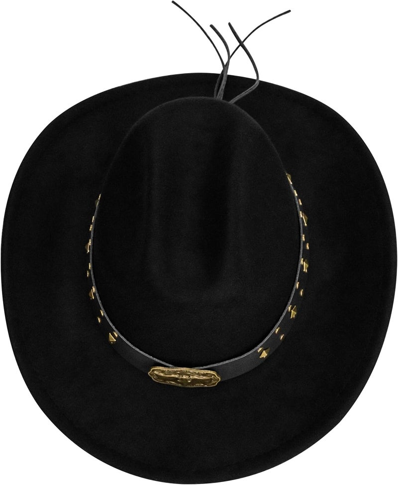 Vikodah Vintage Western Cowboy Hat for Men Women - Wide Brim Cowgirl Fedora Hats with Braided Rope Band M - Image 4